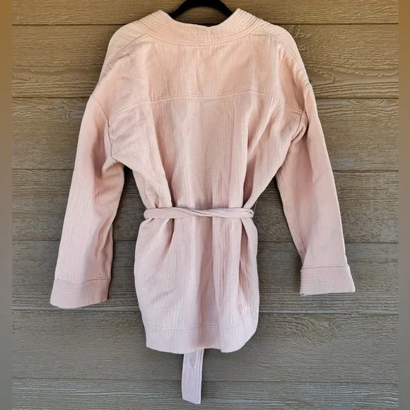 Faherty Pale Pink Cotton Kimono Cardigan with Wrap Around Tie Sz M - Picture 2 of 6